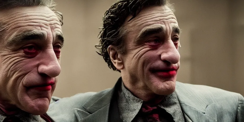 Image similar to Robert DeNiro as Arthur Fleck in 'Joker' (2019), movie still frame, only one person in frame, oscar nominated cinematography, volumetric lighting, 8k resolution, beautiful composition