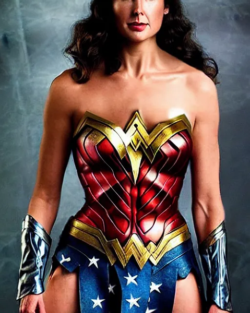 Image similar to Wonder Woman as a Chimpanzee, Makeup and Prosthetics in the Style of Rick Baker, hyperreal and Detailed+Studio lighting+photography in the style of Annie Leibovitz