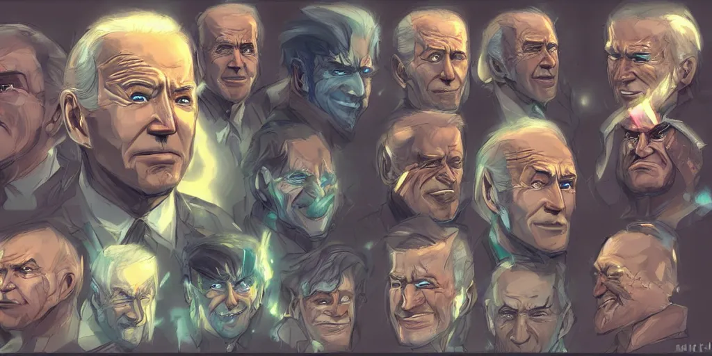 Image similar to biden elemental art artstation, perfect faces