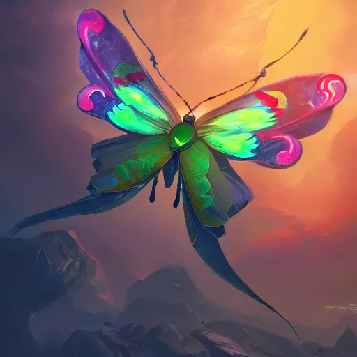 Prompt: a giant glowing butterfly, green theme, bright art masterpiece artstation. 8 k, sharp high quality artwork in style of jose daniel cabrera pena and greg rutkowski, concept art by tooth wu, blizzard warcraft artwork, hearthstone card game artwork, a giant butterfly