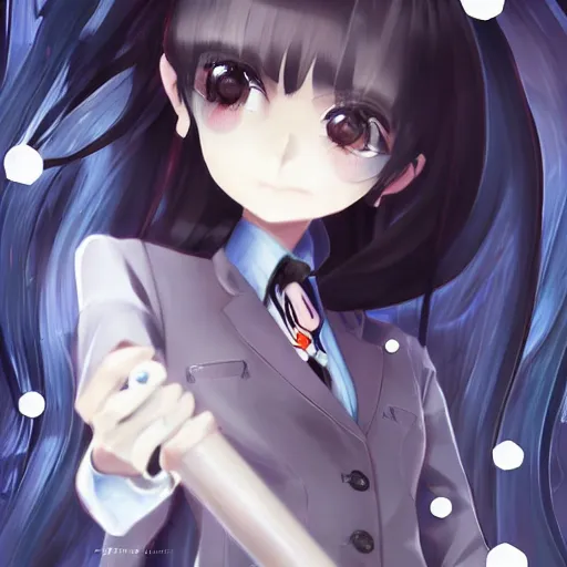 Image similar to luxury advertisement, astonishing portrait of a very beautiful anime schoolgirl with black bob hair in style of cytus and deemo, full perfect face, she is dancing, set in Half-life. Realistic, highly detailed background, artstation, 120 degree view, drawn by Sasoura, Satchely and Akihiko Yoshida, no distortion