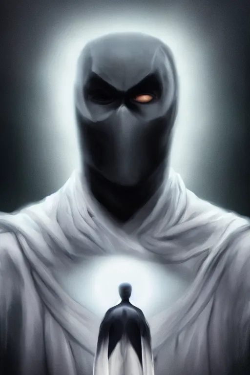 Image similar to characters portrait of Moon Knight mixed with Black Panter by Alyssa Monks, full-shot, merged character, Full body shot, cinematic opening shot, 4k, highly detailed, cinematic lighting