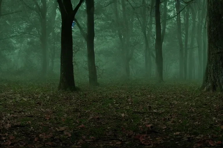 Prompt: glade of luminescent mushrooms in silent hill, hyper detailed, cinematic, shot on 70mm