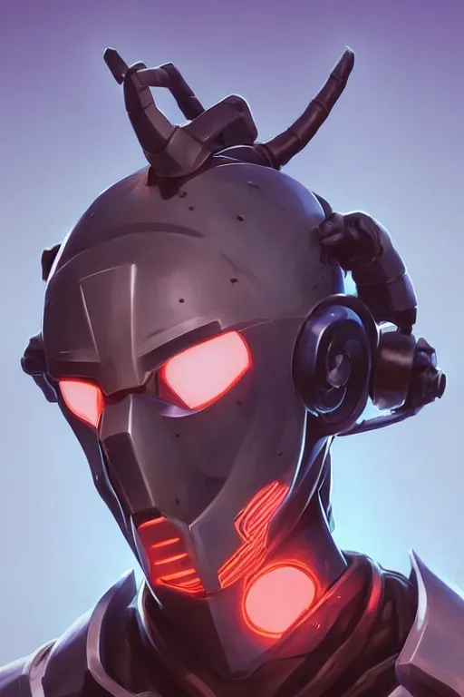 Image similar to epic mask helmet robot ninja portrait stylized as fornite style game design fanart by concept artist gervasio canda, behance hd by jesper ejsing, by rhads, makoto shinkai and lois van baarle, ilya kuvshinov, rossdraws global illumination radiating a glowing aura global illumination ray tracing hdr render in unreal engine 5