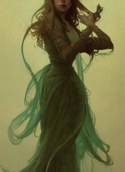 Image similar to a beautiful cute young green fairy, D&D, fantasy, intricate, cinematic lighting, highly detailed, digital painting, artstation, concept art, smooth, sharp focus, illustration, art by Terry Moore and Greg Rutkowski and Alphonse Mucha