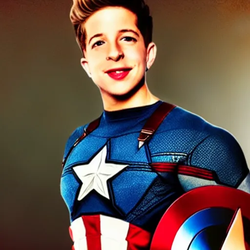 Prompt: a full body image of charlie puth as captain america