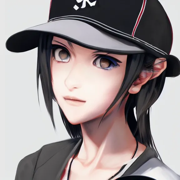 Prompt: close-up portrait of a girl with baseball cap in danganronpa style, digital art by Rui Komatsuzaki, elegant, extremely detailed, 8k, trending in artstation