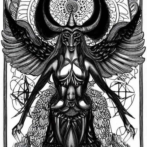 Prompt: Baphomet as beautiful women