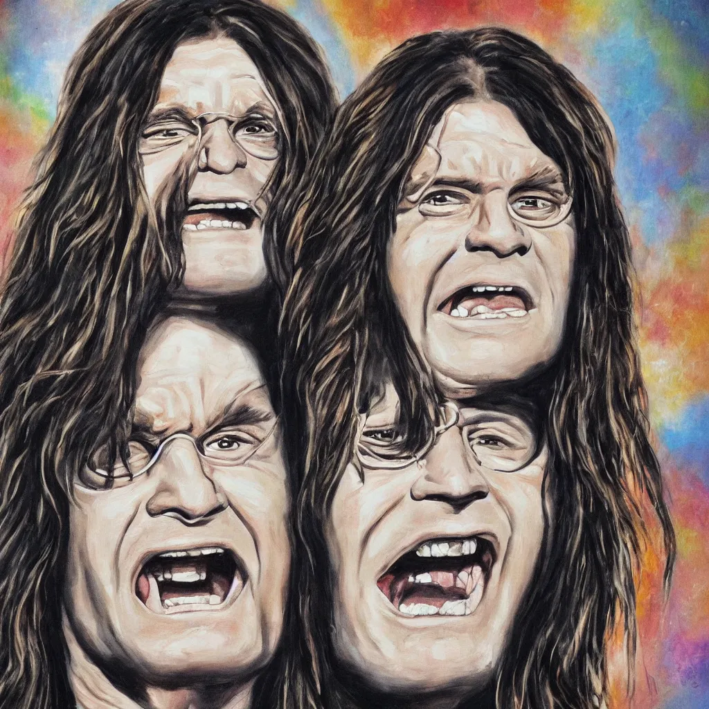Prompt: painting of ozzy Osbourne, single person, hd,