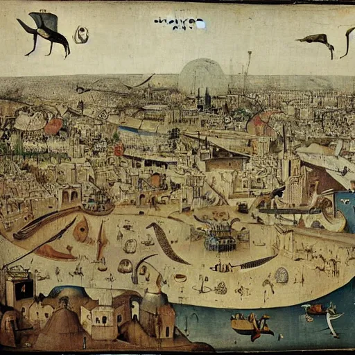 Image similar to circular city baghdad at abbasid caliphate age by hieronymus bosch,