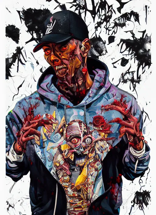 Image similar to zombie full body male modeling hiphop streetwear drip, tristan eaton, victo ngai, artgerm, rhads, ross draws