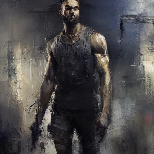 Image similar to gigachad painted by jeremy mann