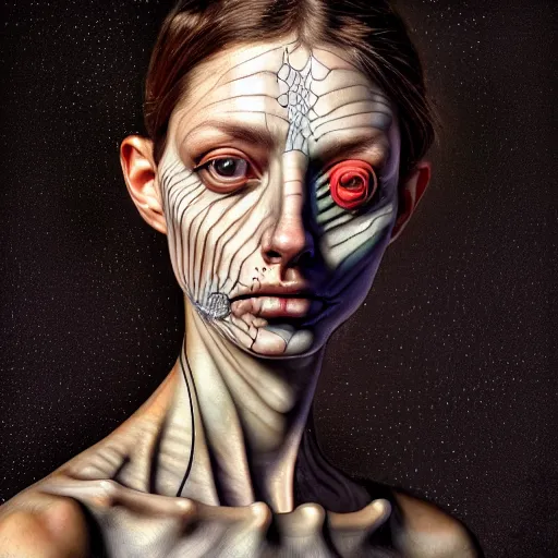 Prompt: Colour Caravaggio style Photography of Beautiful woman with highly detailed 1000 years old face wearing higly detailed sci-fi halo above head designed by Josan Gonzalez Many details by neural network. . In style of Josan Gonzalez and Mike Winkelmann andgreg rutkowski and alphonse muchaand Caspar David Friedrich and Stephen Hickman and James Gurney and Hiromasa Ogura. Rendered in Blender, volumetric natural light