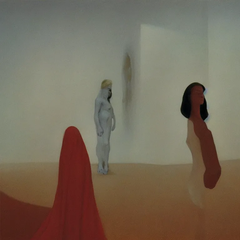 Image similar to the crystal woman, Edward Hopper and James Gilleard, Zdzislaw Beksinski, Steven Outram highly detailed