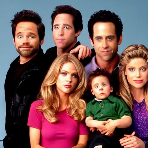 Prompt: the cast of its always sunny in philadelphia, in a scene of full house