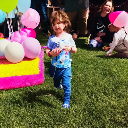 Prompt: rasmus playing at a children's birthday party