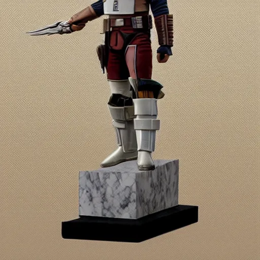 Image similar to marble statue from the Mandalorian