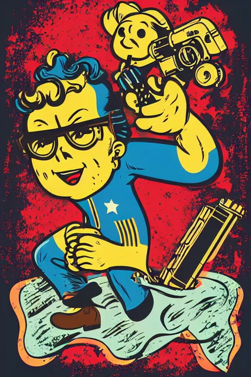 Image similar to fallout 7 6 retro futurist illustration art by butcher billy, sticker, colorful, illustration, highly detailed, simple, smooth and clean vector curves, no jagged lines, vector art, smooth andy warhol style