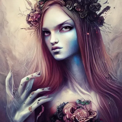 Prompt: just art for dark metal music, no words, no letters, only art by anna dittmann