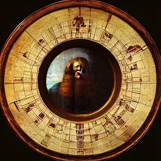 Image similar to the chronovisor by leonardo da vinci. a machine that displays the past