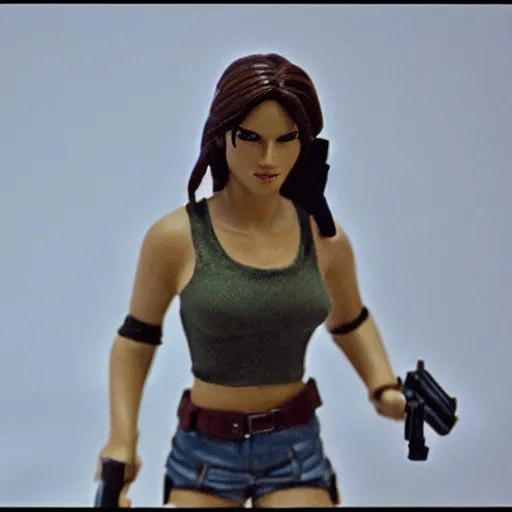 Image similar to 35mm film still of Lara Croft, figure portrait