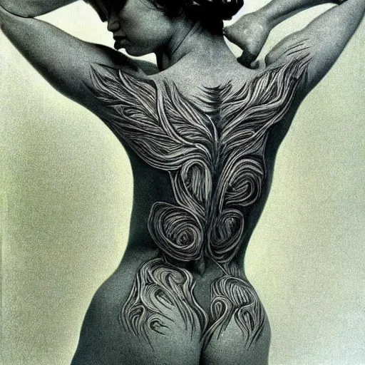 Prompt: stylized bodypaint by paul signac, photography. very detailed human form.