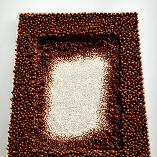 Prompt: Landscape, made of baked beans.