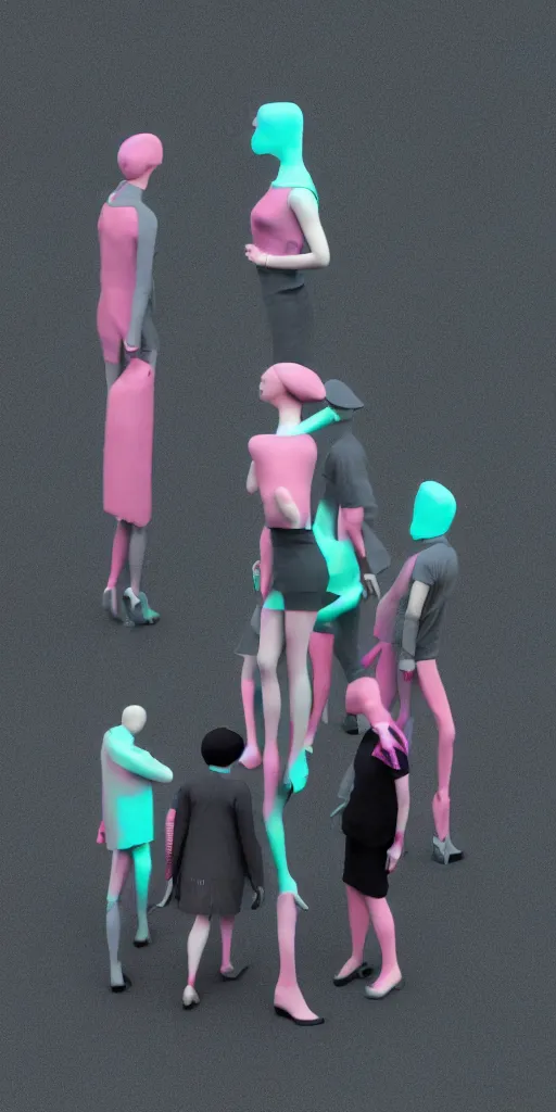 Image similar to 3d matte render, VR goggles, mannequins, dj rave party, Hsiao-Ron Cheng, pastel colors, hyper-realism, pastel, polkadots, minimal, simplistic, amazing composition, vaporwave, wow, Gertrude Abercrombie, Beeple, minimalistic graffiti masterpiece, minimalism, 3d abstract render overlayed, black background, psychedelic therapy, trending on ArtStation, ink splatters, pen lines, incredible detail, creative, positive energy, happy, unique, negative space, pure imagination painted by artgerm