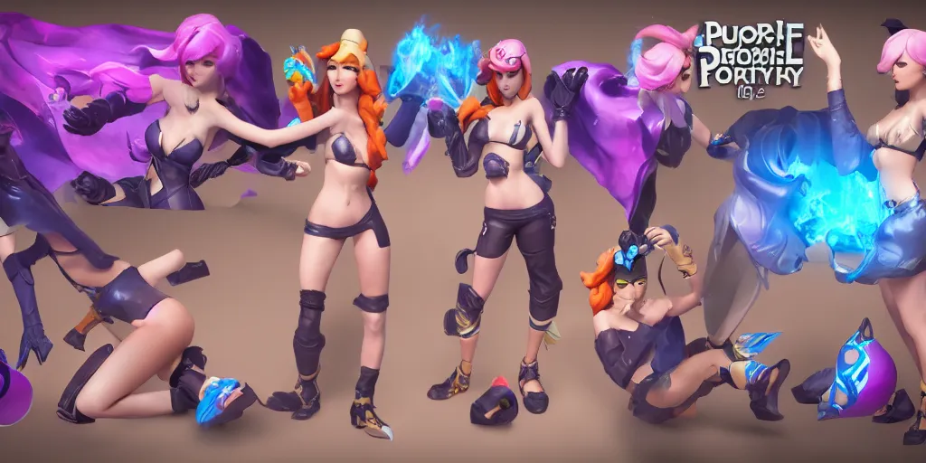 Prompt: Character sheet of pool party miss fortune (League of Legends). 3d octane render trending on artstation