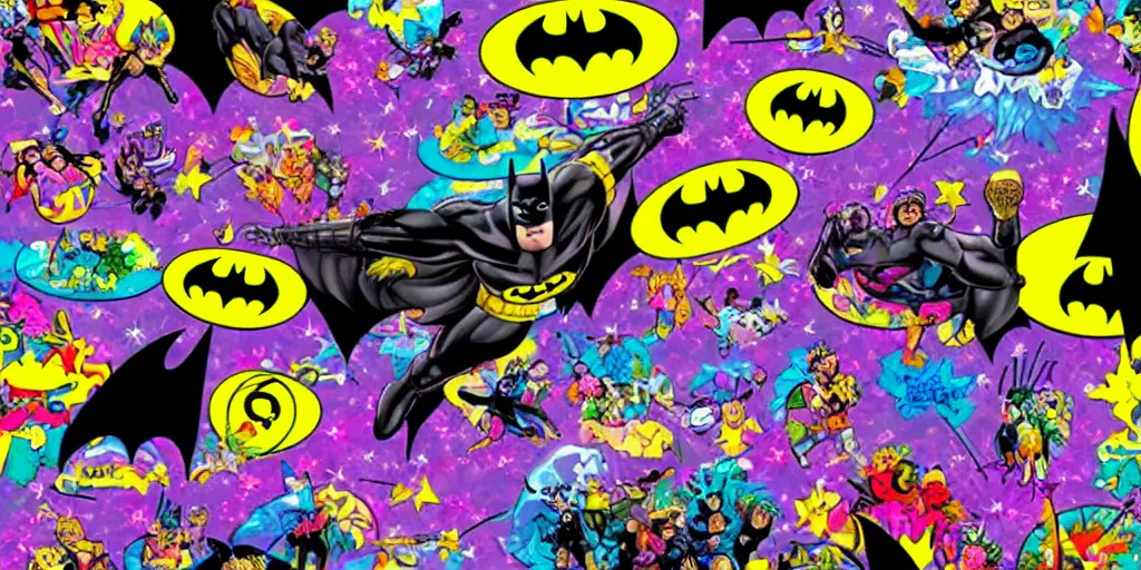 Prompt: batman in the style of lisa frank