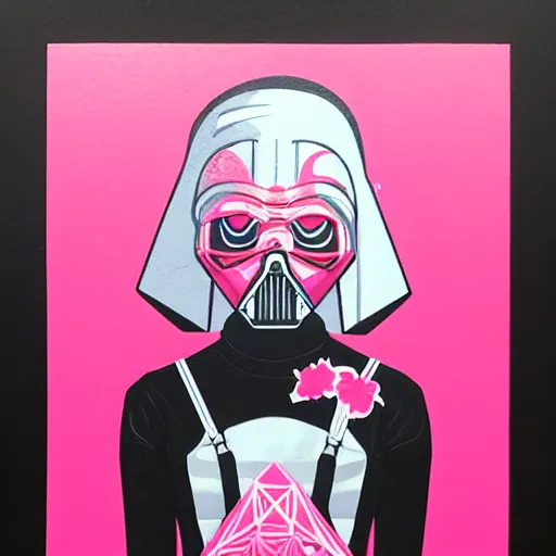 Prompt: Pink Darth Vader picture by Sachin Teng, asymmetrical, Organic Painting , realistic, Powerful, geometric shapes, hard edges, graffiti, street art:2 by Sachin Teng:4