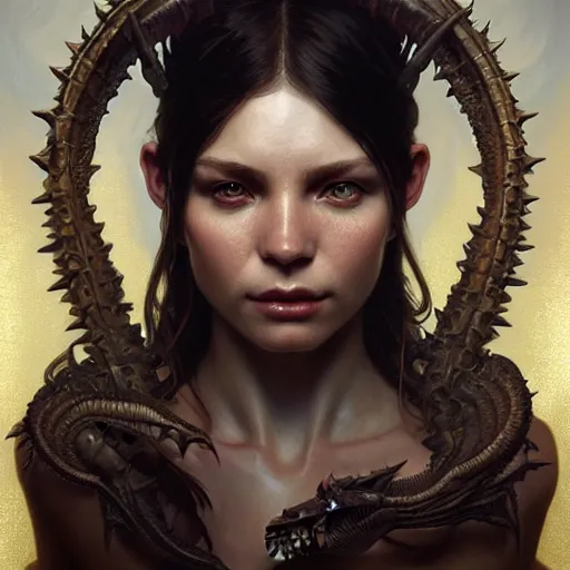 Image similar to portrait painting of draconic humanoid, ultra realistic, concept art, intricate details, eerie, highly detailed, photorealistic, octane render, 8 k, unreal engine. art by artgerm and greg rutkowski and charlie bowater and magali villeneuve and alphonse mucha