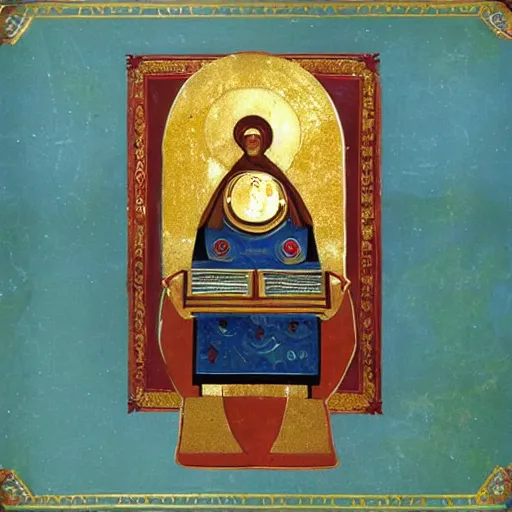 Image similar to wall-e robot, russian orthodox icon