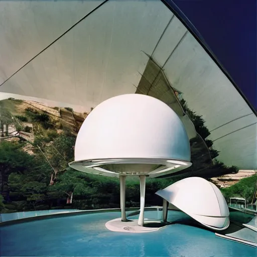 Image similar to futuristic pod dwelling by buckminster fuller and syd mead and tadao ando, contemporary architecture, photo journalism, photography, cinematic, national geographic photoshoot