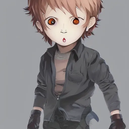 Image similar to cute little boy anime character inspired by jason voorhees art by rossdraws, wlop, ilya kuvshinov, artgem lau, sakimichan and makoto shinkai, anatomically correct, extremely coherent, highly detailed, sharp focus, slasher movies, smooth, red lighting, very realistic, symmetrical h 5 7 6