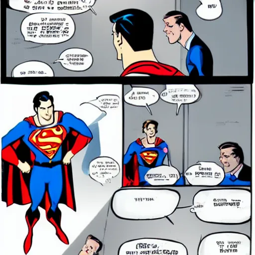 Image similar to superman doing office work