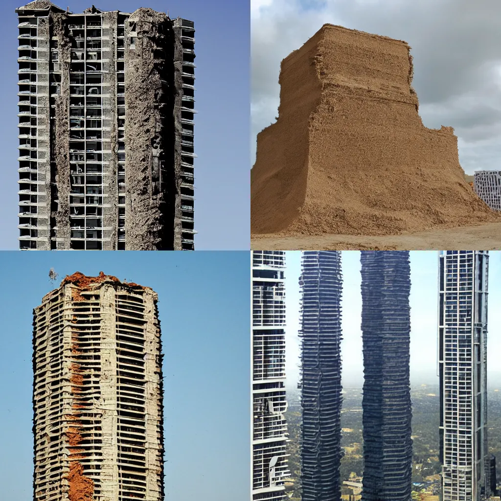 Prompt: a skyscraper made of mud