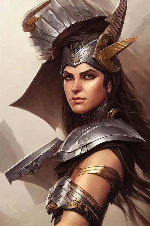 Image similar to amazon valkyrie athena, d & d, fantasy, portrait, highly detailed, headshot, digital painting, trending on artstation, concept art, sharp focus, illustration, art by artgerm and greg rutkowski and magali villeneuve