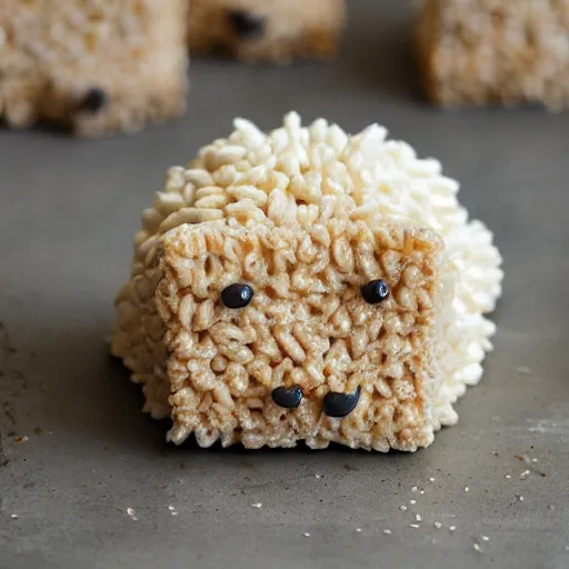 Prompt: a rice krispy in the shape of a hedgehog