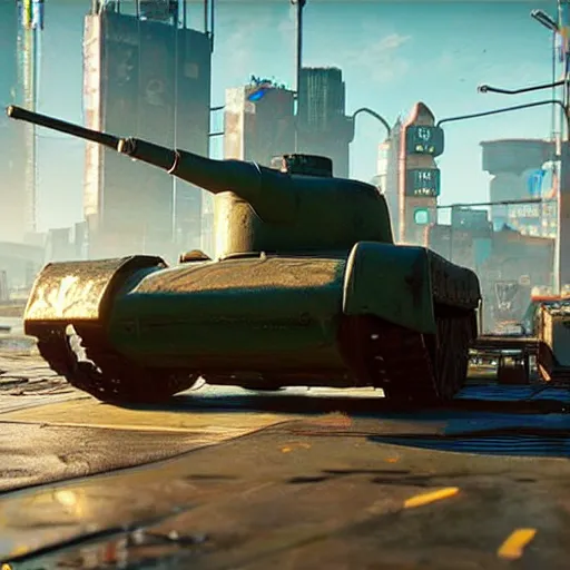 Image similar to maus tank in cyberpunk 2077