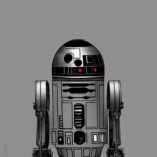 Prompt: star wars droid, black and white scheme, grotty, old photograph, hyper - realism