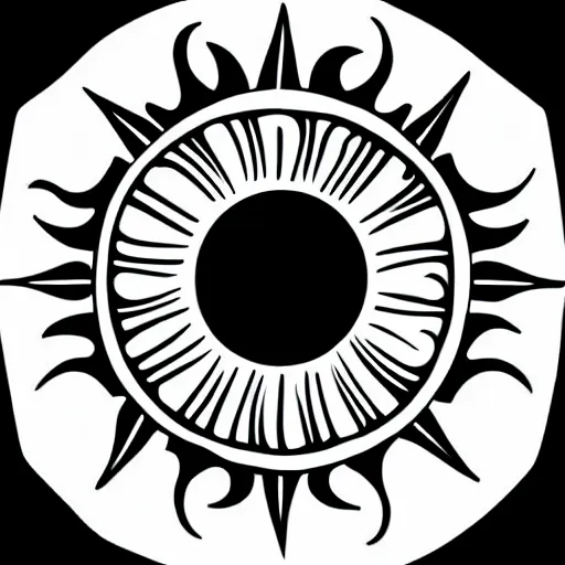 Prompt: an alchemical symbol for the sun, vector art, line art, pen, black and white