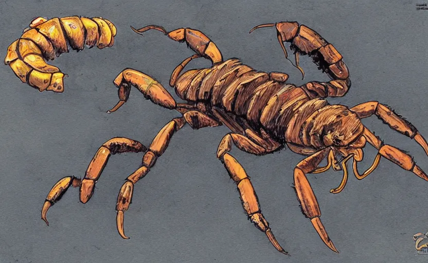 Image similar to coyote-scorpion hybrid, scorpion tail, scorpion stinger, fantasy art