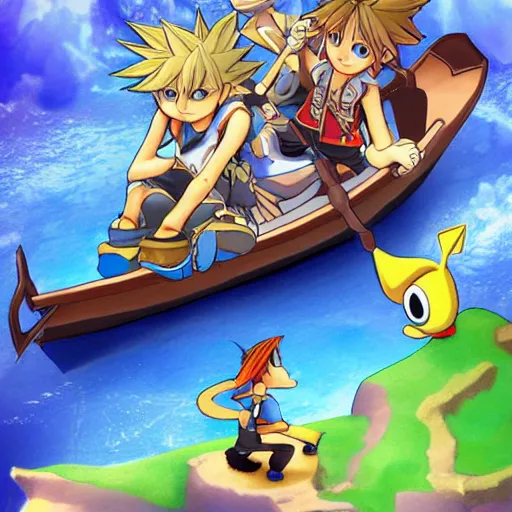 Image similar to sora kingdom hearts as a boat