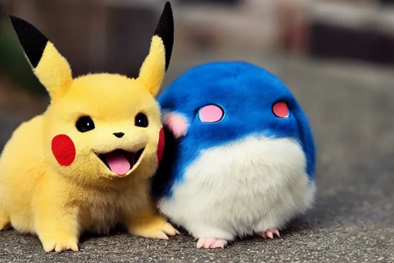 Prompt: real life pokemon, cute!!!, happy!!!, chunky!!!, content!!!, mischievous!!!, adorable!!!, fluffy!!!, ultra realistic!!!, golden hour, sharp focus