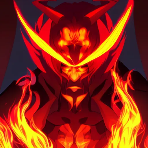 Prompt: villan devil handsome in demon slayer art, night, fire lines, anime style, detailed face, high quality, smooth in 8k, sharp focus, beautiful scene, black border, beautiful scene with a lot of colors, colorful fire