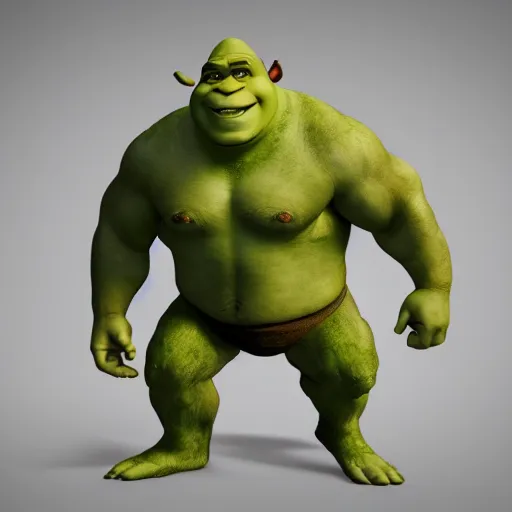 Image similar to ripped shrek posing for the camera, 8 k