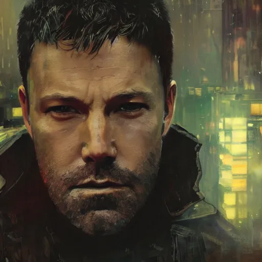 Image similar to ben affleck, hyperrealistic portrait, bladerunner street, art of elysium by jeremy mann and alphonse mucha, fantasy art, photo realistic, dynamic lighting, artstation, poster, volumetric lighting, very detailed face, 4 k, award winning