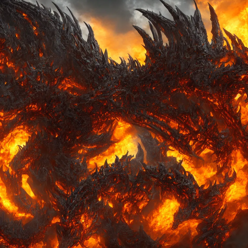 Image similar to 4 k unreal engine render of the deathwing dragon on earth ultra details full body full background digital art