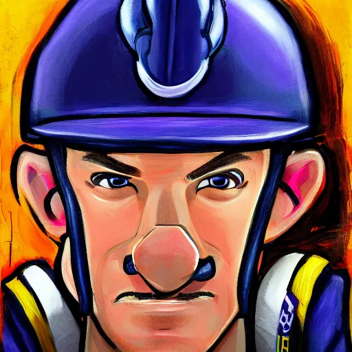 Prompt: Portrait of Max Verstappen as Waluigi